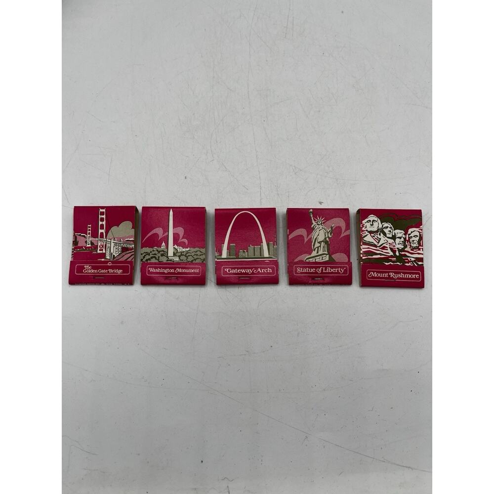 Complete Set 5 American Landmarks Matchbooks Vintage Diamond Match Series Full